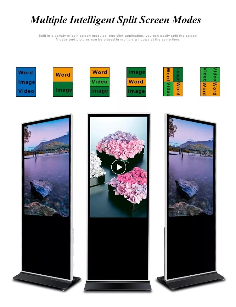 High Definition Floor Stand LCD Display Kiosk Outdoor Digital Signage for Street and Park
