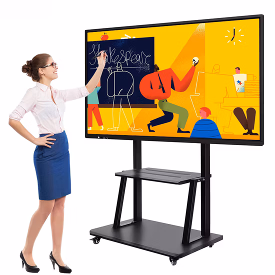 Office Supply 85 Inch Android/Windows Touch All in One PC Advertising Display Portable Interactive Whiteboard