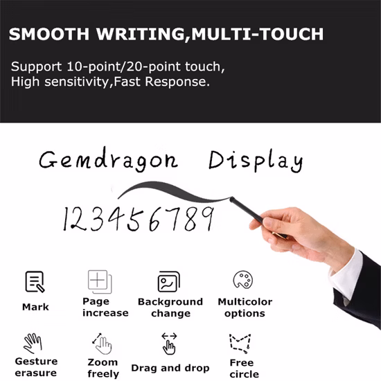 Office Supply 85 Inch Android/Windows Touch All in One PC Advertising Display Portable Interactive Whiteboard